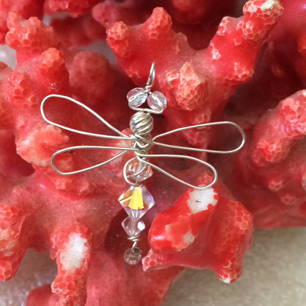 Hand Made Silver Wire Dragonfly Pendent